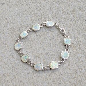 Elegant Silver Opal Bracelet